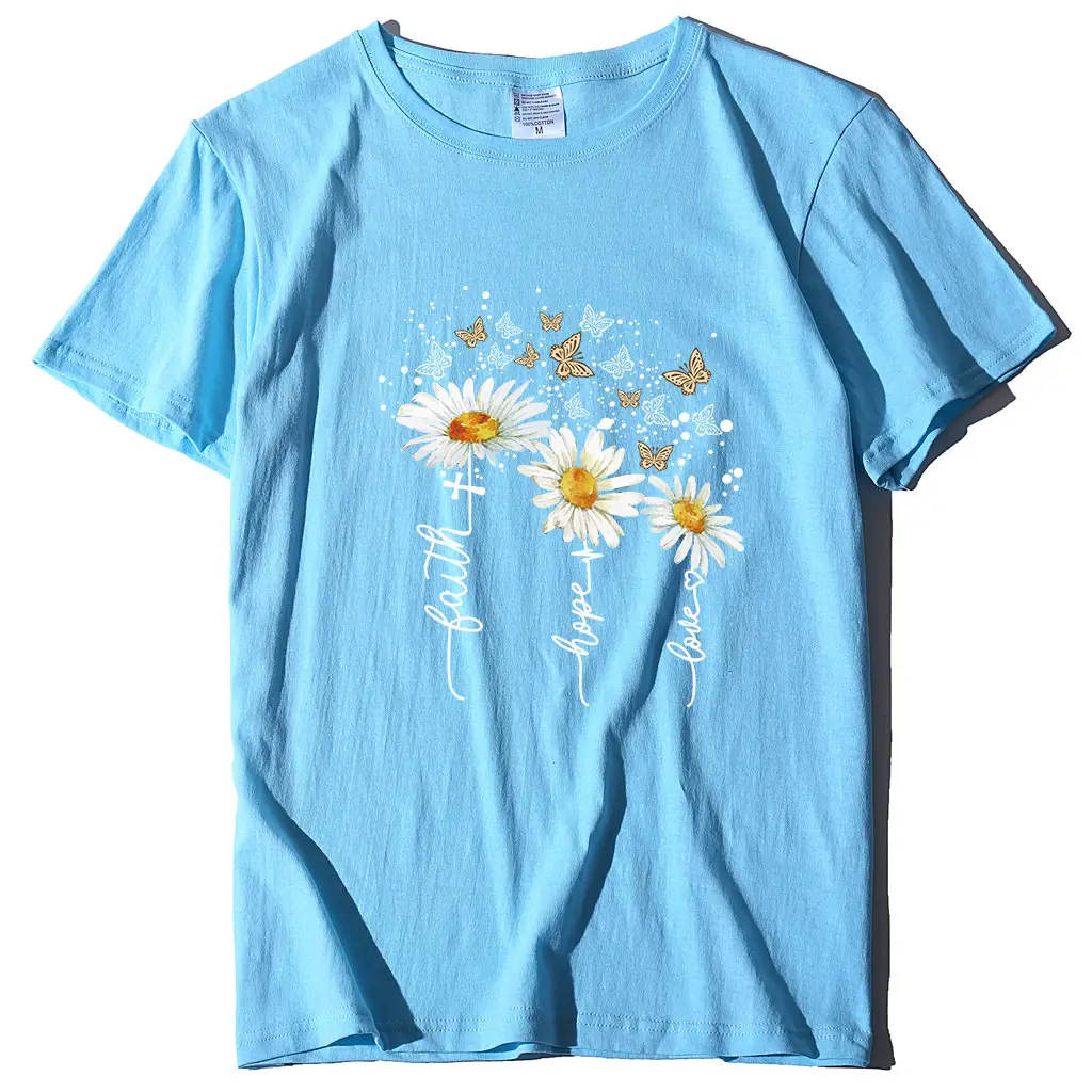 Women Yellow Daisy Print T-Shirt Short Sleeve 2023 - Image 8