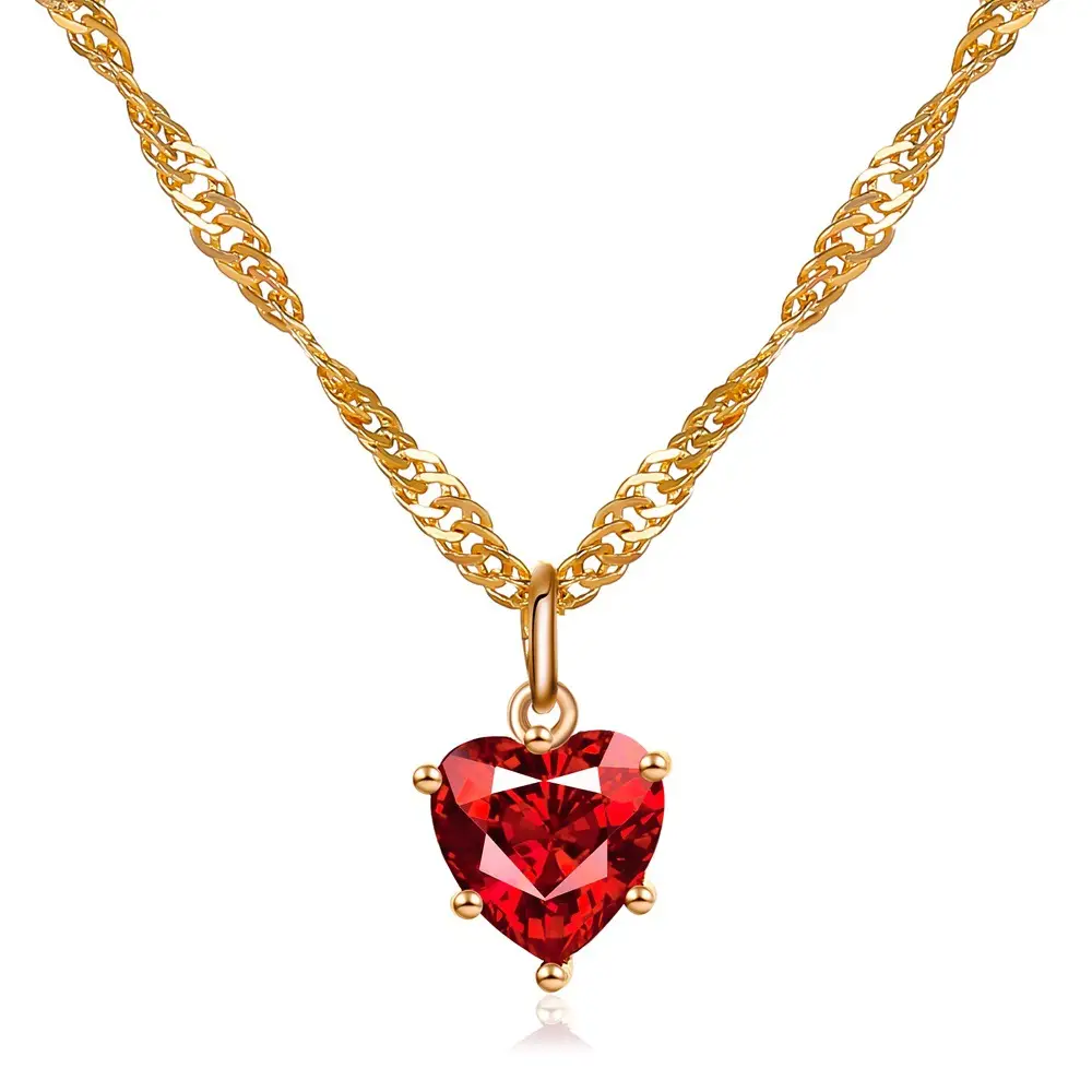 Gold Crystal Zircon Necklace Earrings Set for Women