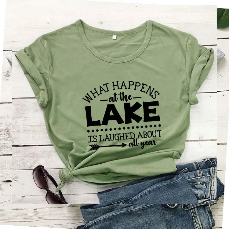 What Happens at the Lake T-Shirt Green Short Sleeve
