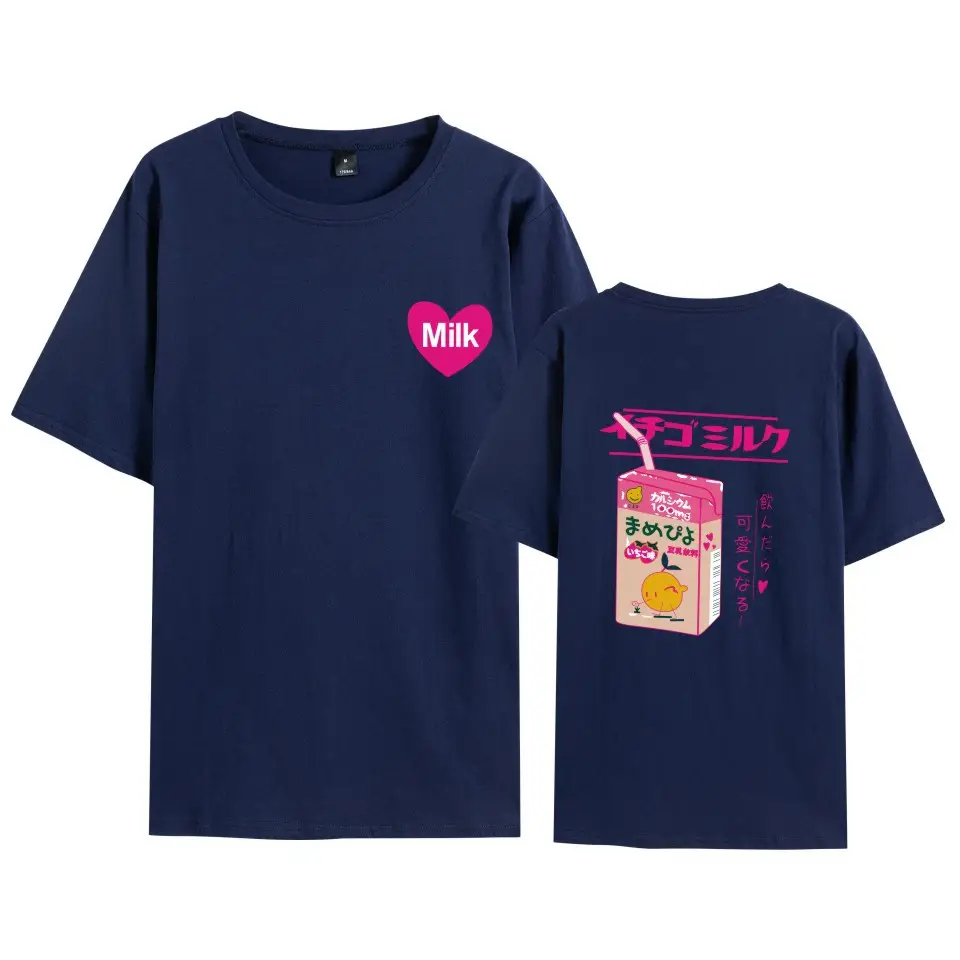 Red Cartoon Q Milk Printed T-Shirt Set for Men Women - Image 4