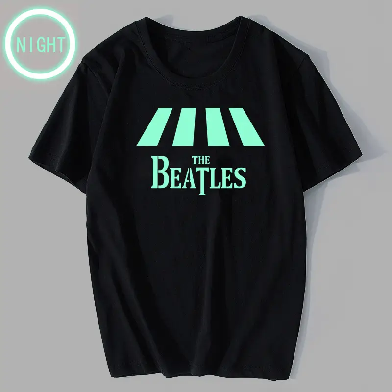 Beatles T-Shirt Black Cotton Loose Summer Short Sleeve - Image 2