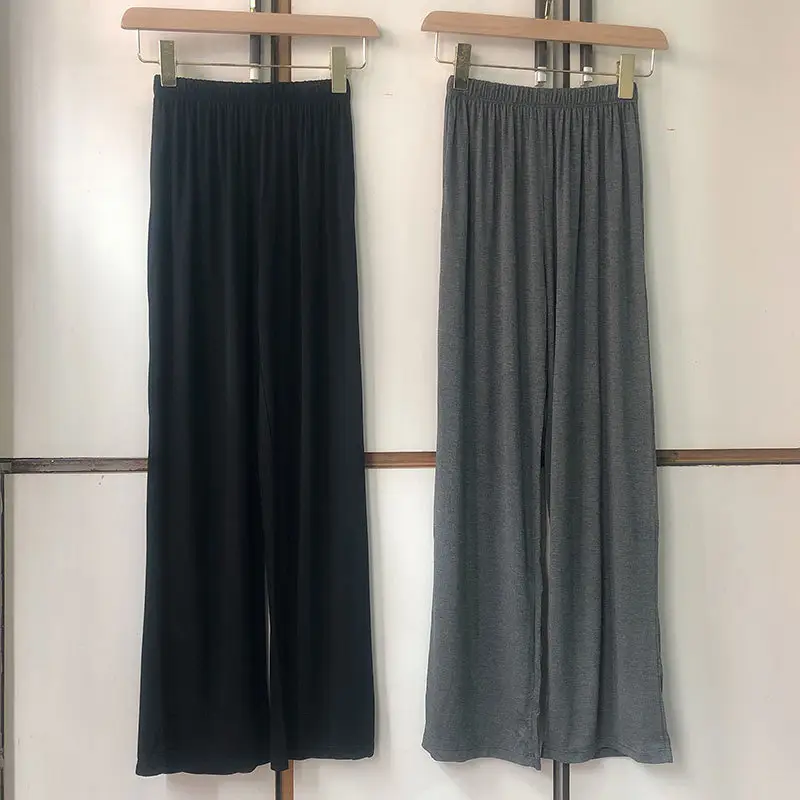 Wide Leg Pants Modal Fabric Black Grey