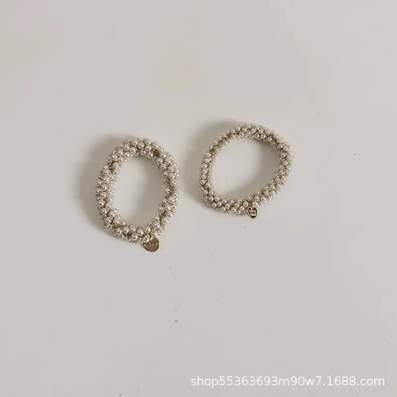 Pearl Crystal Hair Rope with Gold Bell - Image 16