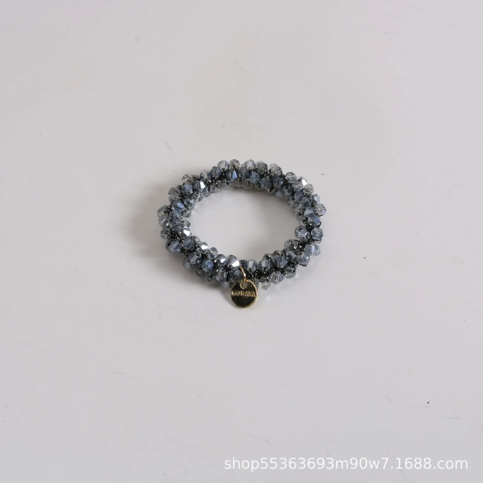 Pearl Crystal Hair Rope with Gold Bell - Image 2