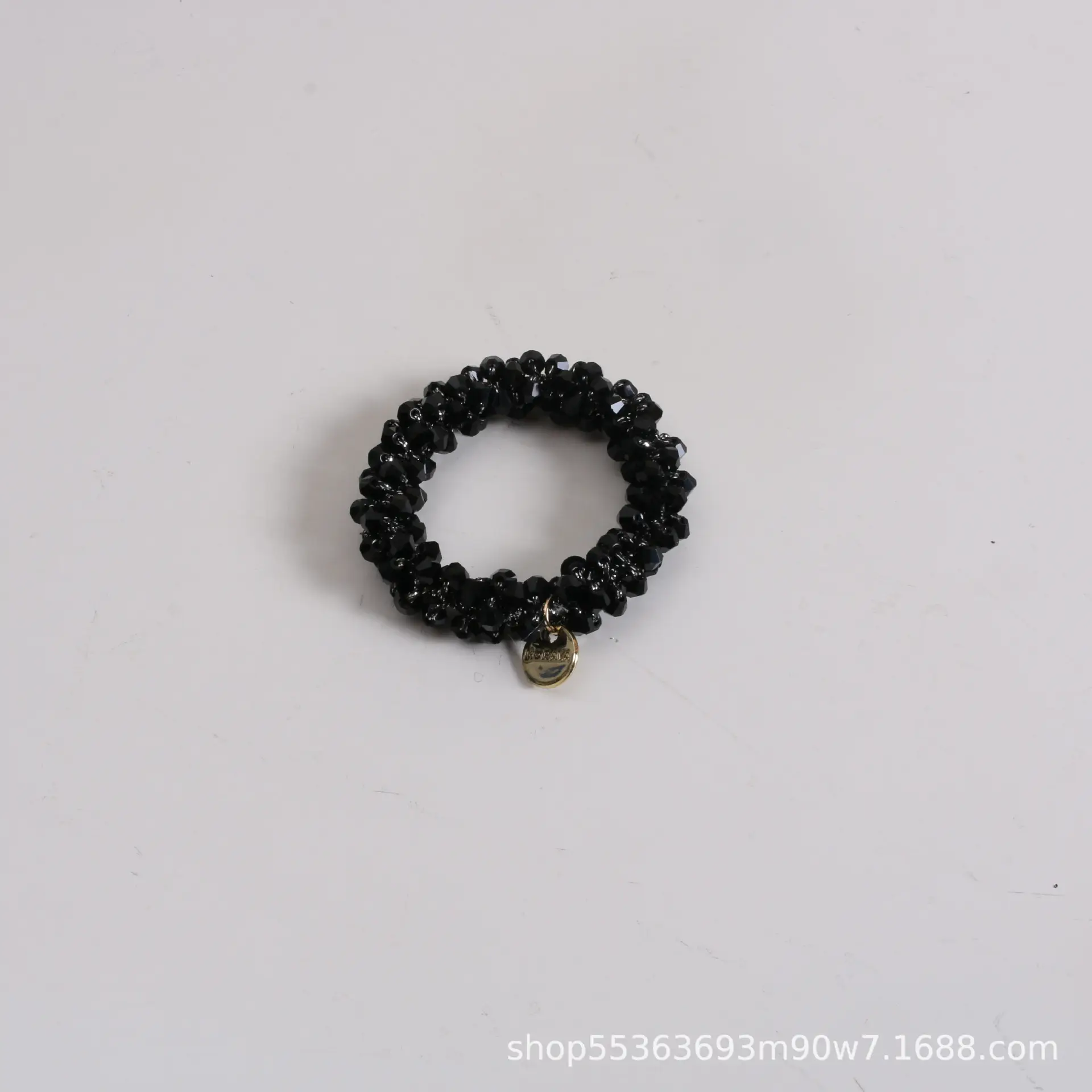 Pearl Crystal Hair Rope with Gold Bell - Image 3