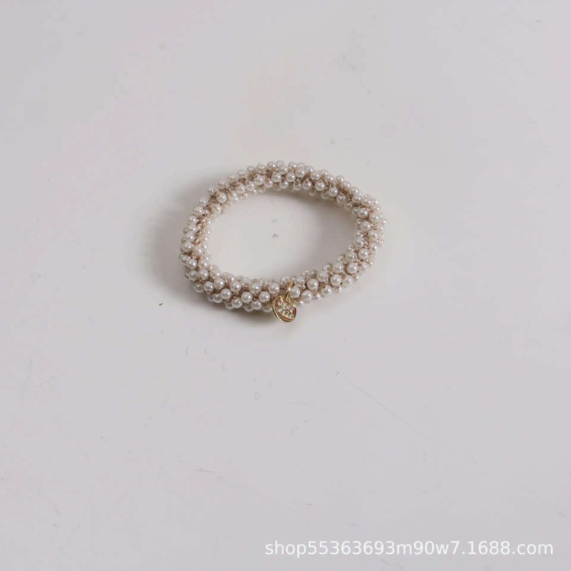 Pearl Crystal Hair Rope with Gold Bell - Image 8