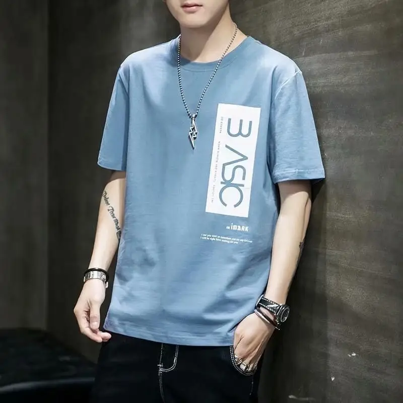 Men Blue 3 YSO Cotton T-Shirt Loose Crewneck - Image 4