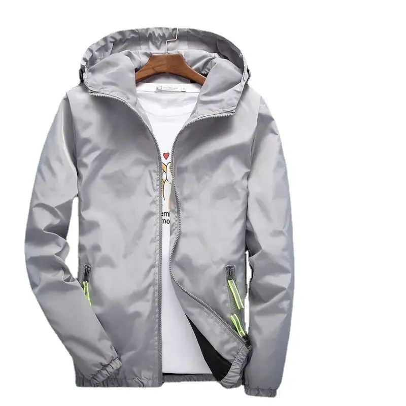 Men's Black Hooded Jacket with Green Zippers