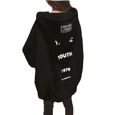2023 Winter Velvet Hooded Sweatshirt Women Mid-Length Printed - Image 8