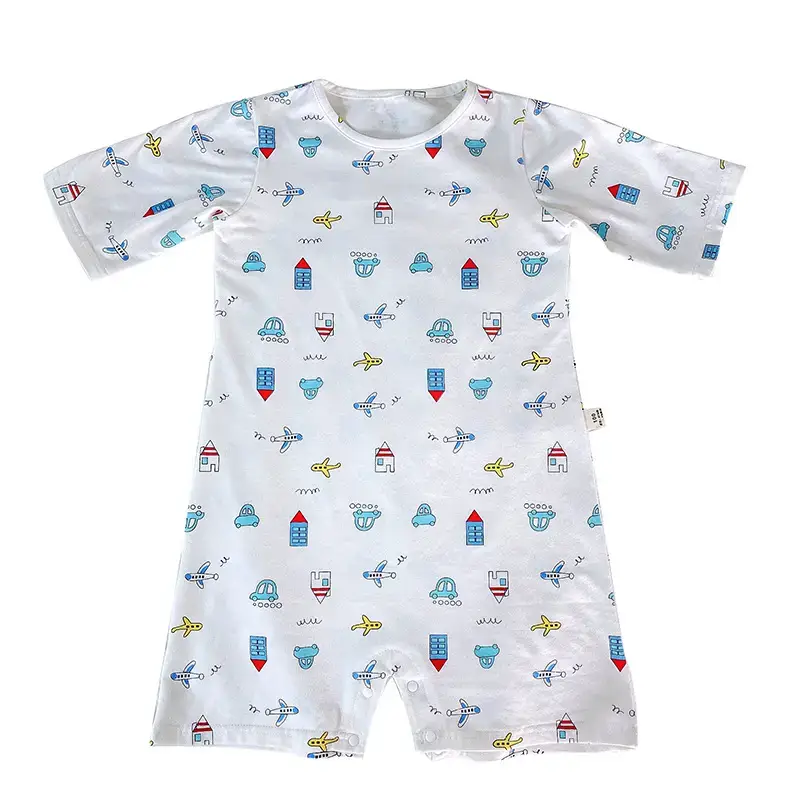 Children's Blue Cartoon Pajamas Summer Cotton One-Piece