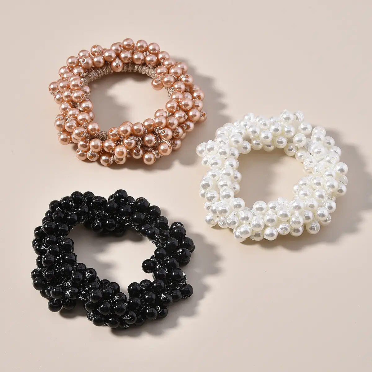 Korean Style Pearl Hair Ring with Leather Strap