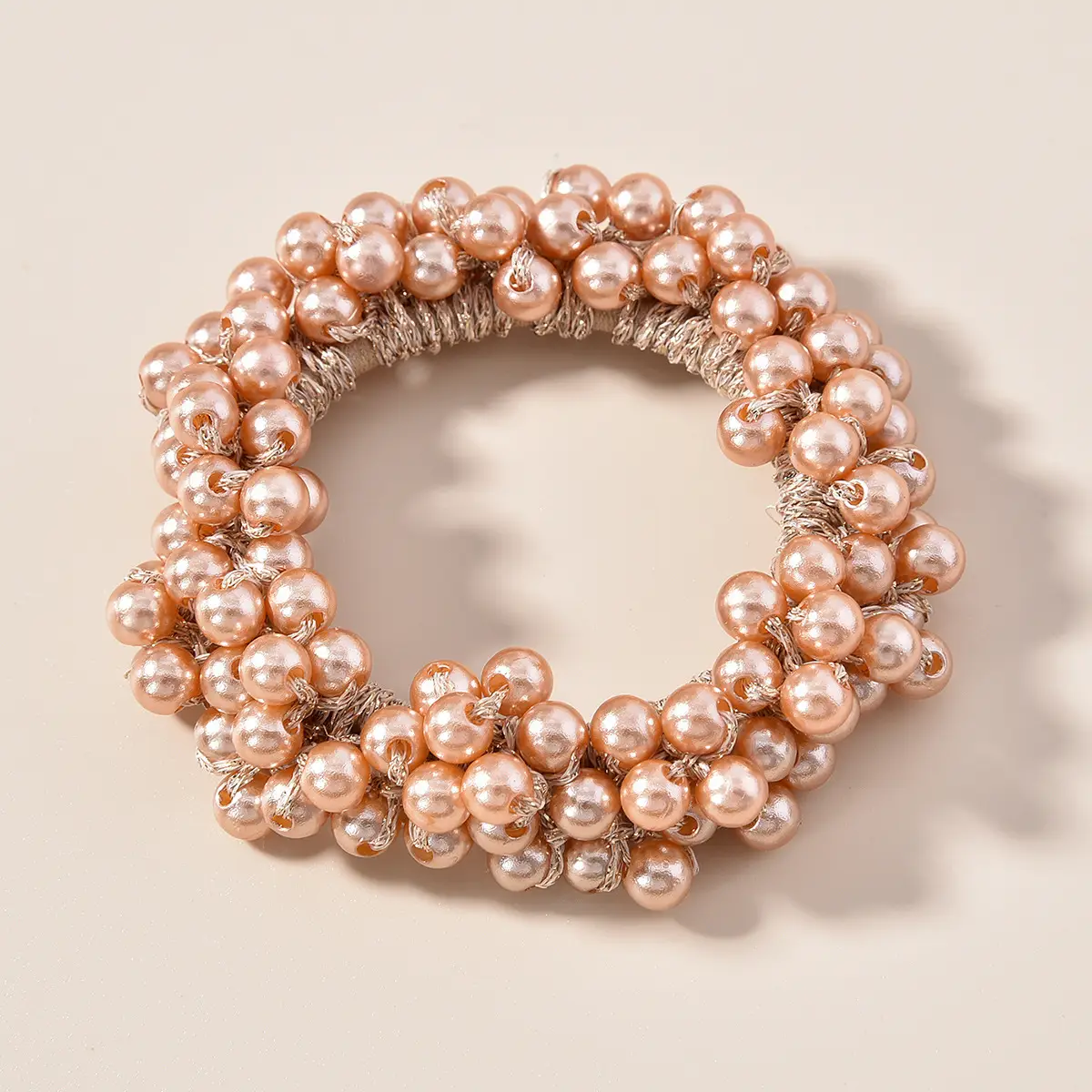 Korean Style Pearl Hair Ring with Leather Strap