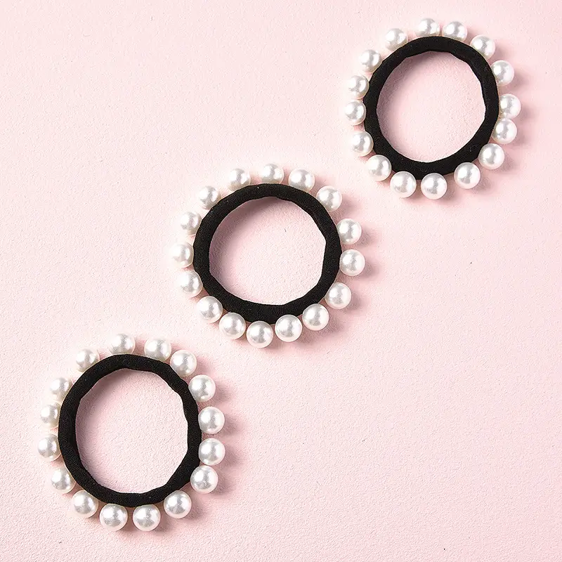 Korean Style Pearl Hair Ring with Leather Strap