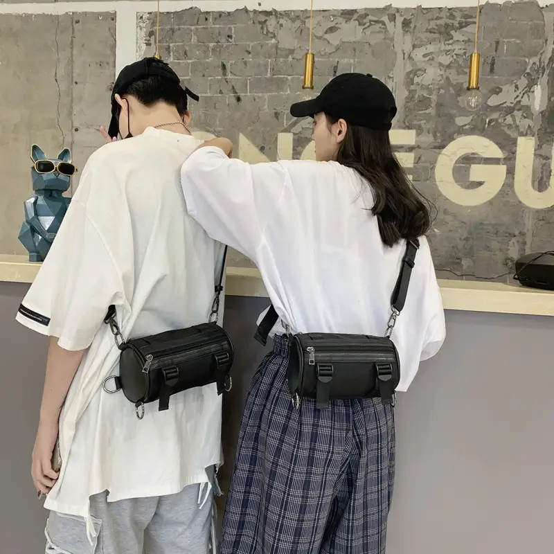 Men's Black Cylinder Crossbody Bag Street Trendy Hip Hop - Image 3