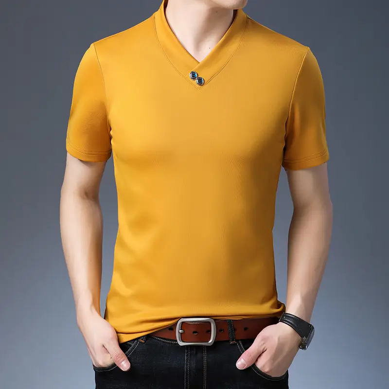 Men Blue V-Neck T-Shirt 2020 Summer - Image 4