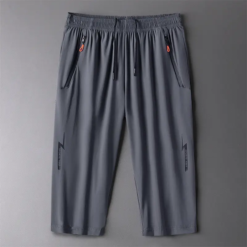 Men Black Cropped Shorts with Drawstring Waist - Image 6