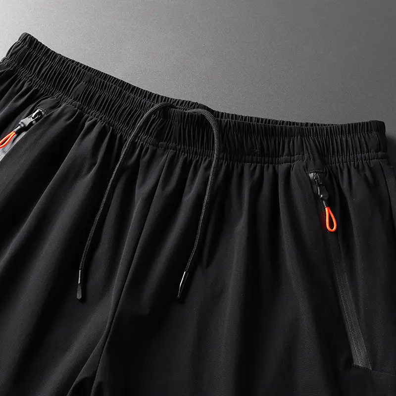 Men Black Cropped Shorts with Drawstring Waist - Image 8