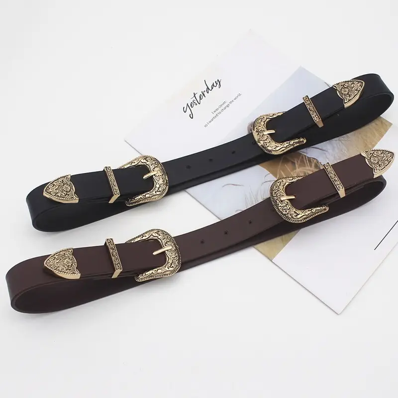 Women's European Belt Antique Buckle Single Head Double Buckle - Image 6