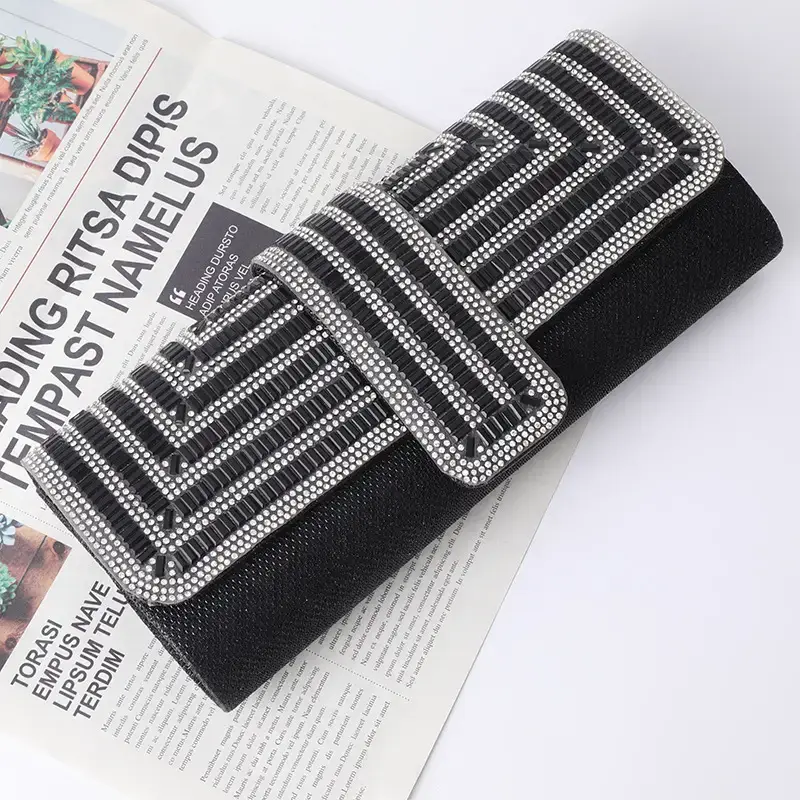 Black Rhinestone Crossbody Bag for Women