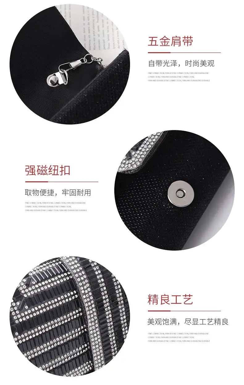 Black Rhinestone Crossbody Bag for Women — feature 13