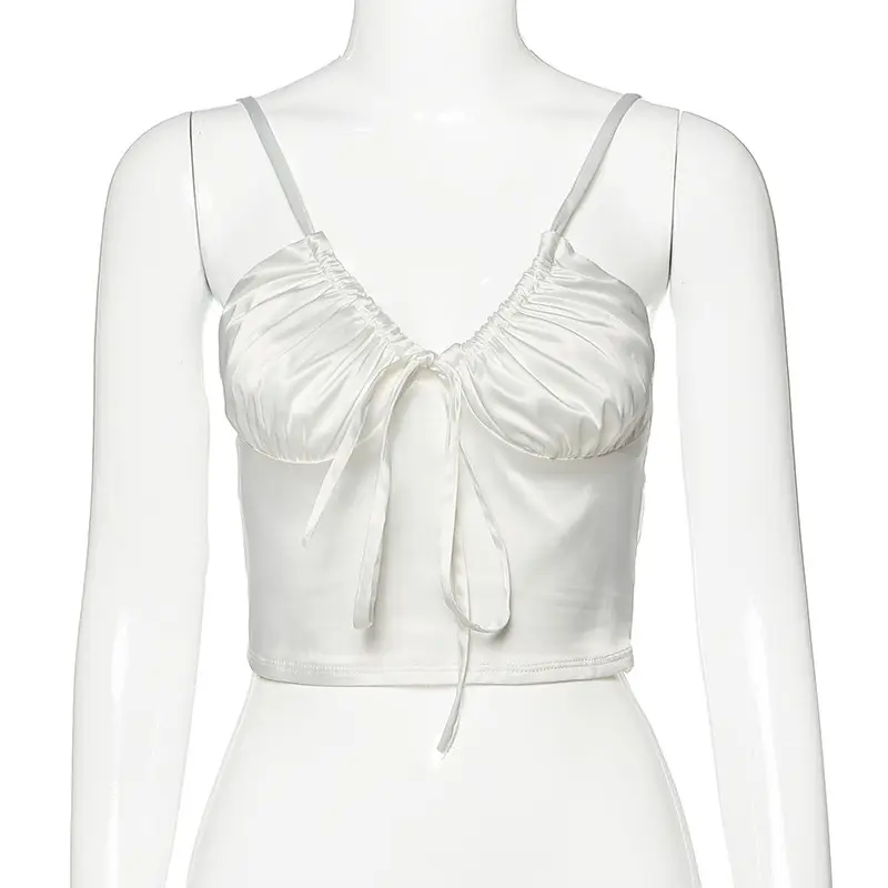 White V-Neck Backless Bralette for Women