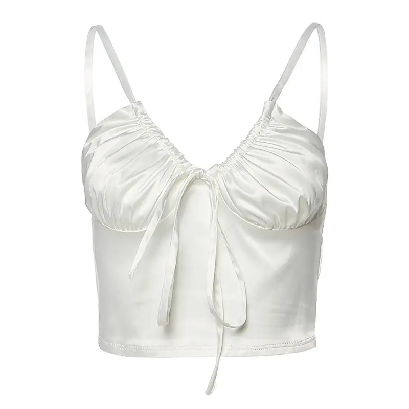 White V-Neck Backless Bralette for Women
