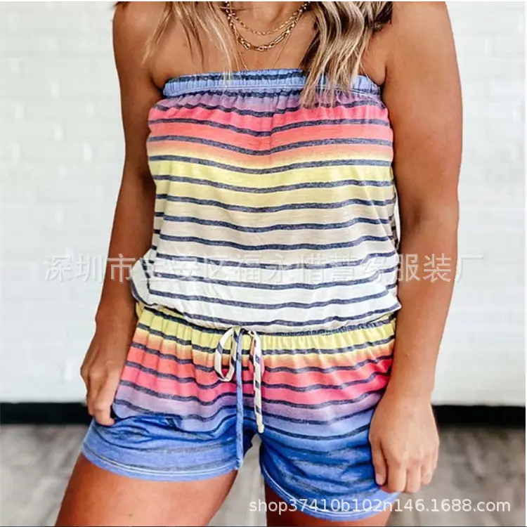Strapless Striped Shorts Set for Women 2020 - Image 4