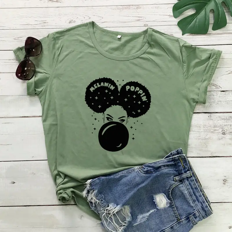Melanin Popin T-Shirt Green Short Sleeve - Image 4