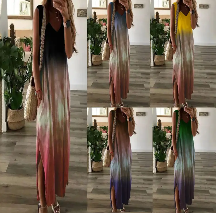 2020 Tie-Dye Gradient Slim Fit Long Sleeve Dress - Image 6