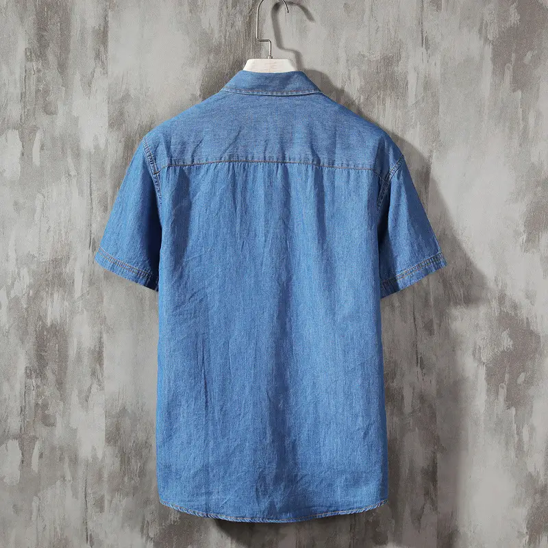 Denim Slim Fit Short Sleeve Shirt for Men - Image 5