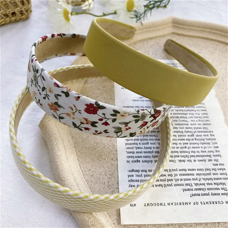 Vintage Floral Plaid Wide Edge Hairband - Image 13