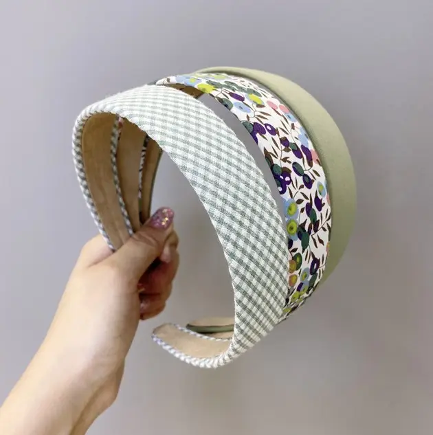 Vintage Floral Plaid Wide Edge Hairband - Image 14