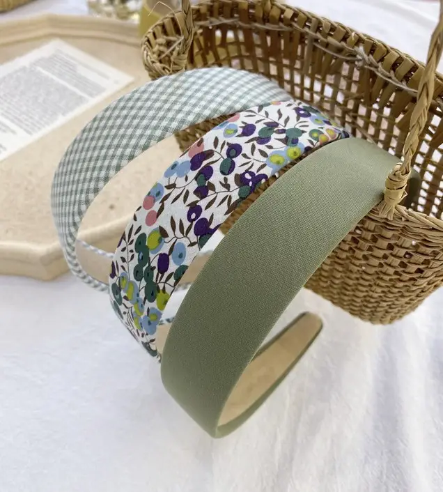 Vintage Floral Plaid Wide Edge Hairband - Image 15