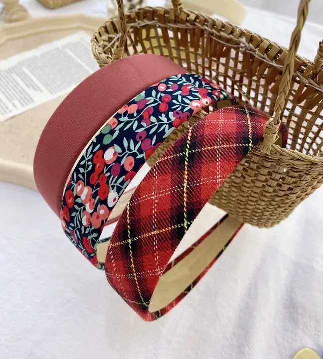 Vintage Floral Plaid Wide Edge Hairband - Image 16