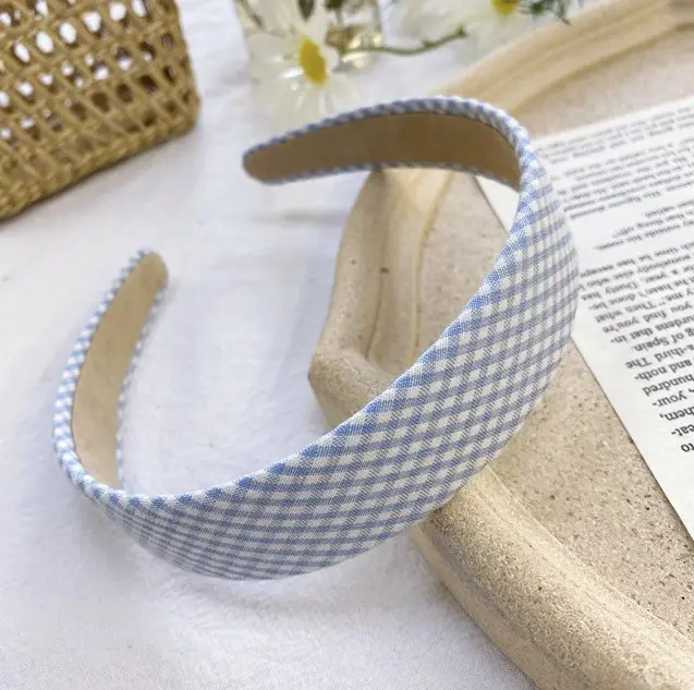 Vintage Floral Plaid Wide Edge Hairband - Image 11