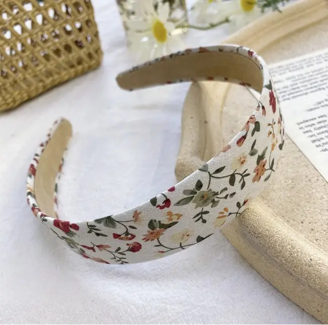 Vintage Floral Plaid Wide Edge Hairband - Image 4