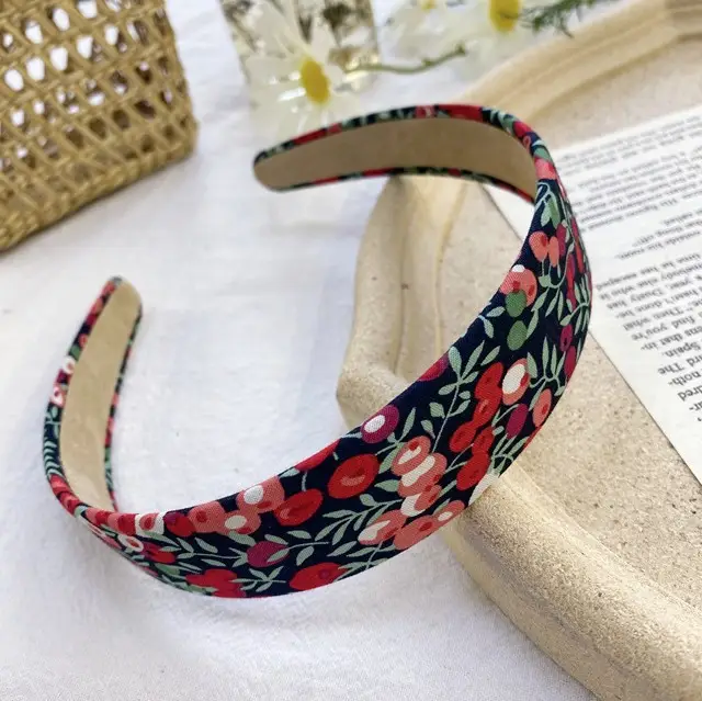 Vintage Floral Plaid Wide Edge Hairband - Image 7