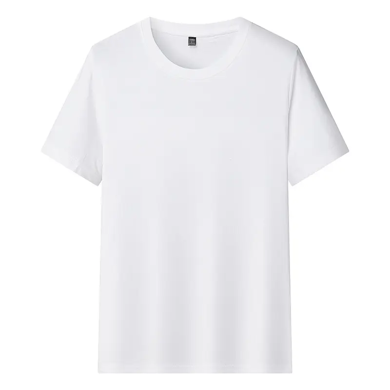 White Round Neck Short Sleeve T-Shirt for Men - Image 20
