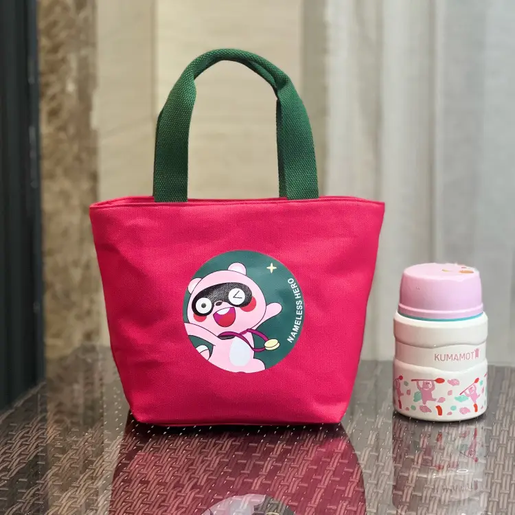 Japanese Style Thickened Lunch Bag with Bear Print - Image 29