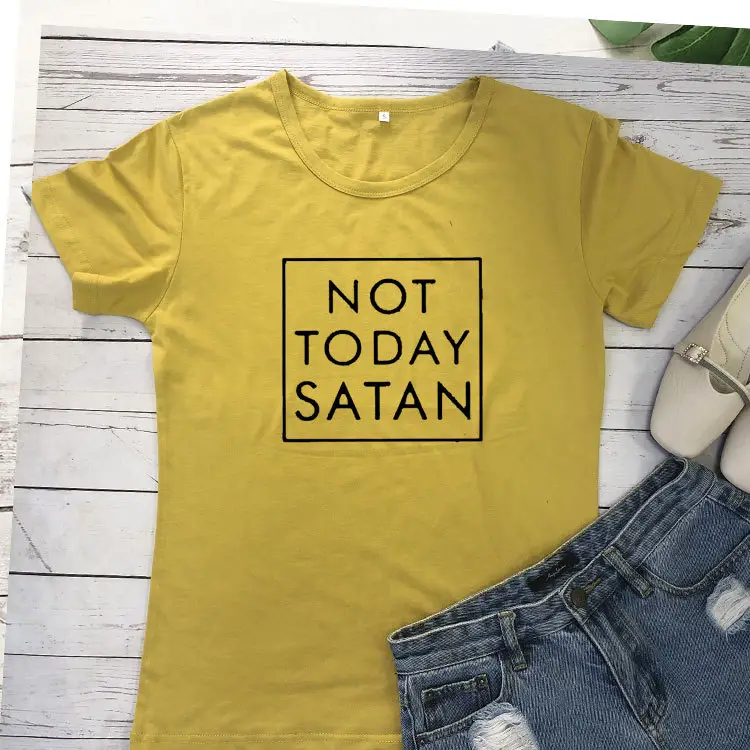 Not Today Satan Maroon T-Shirt Border Print - Image 7