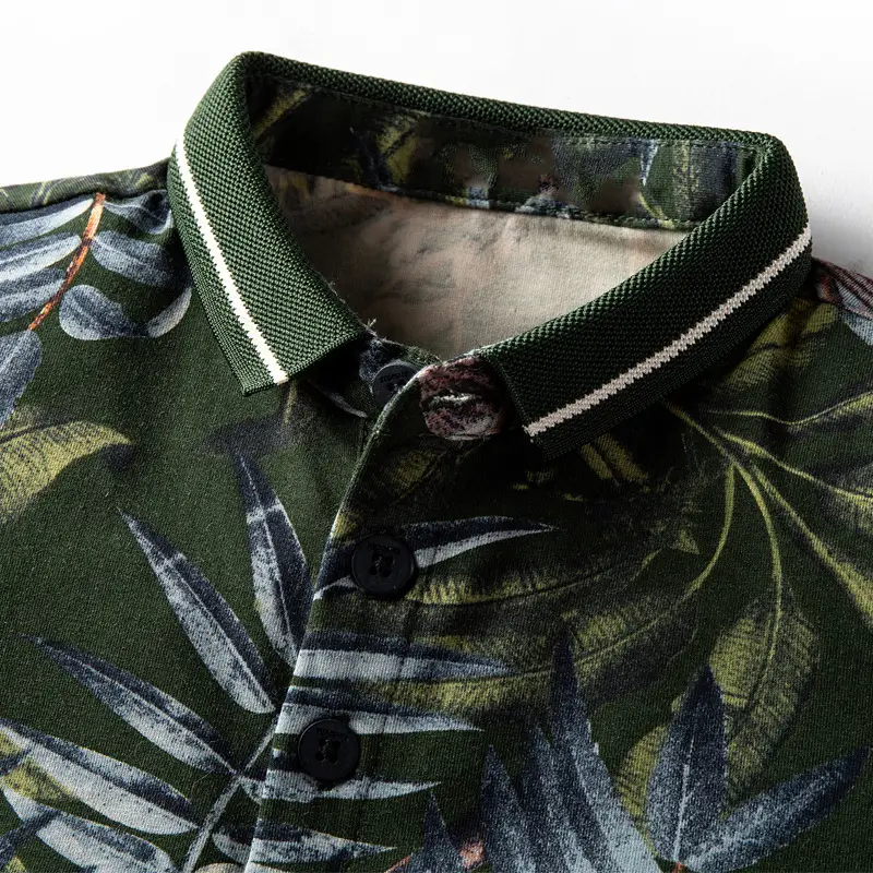 Boys Printed Polo Shirt Green Tropical Leaf 2020 - Image 4