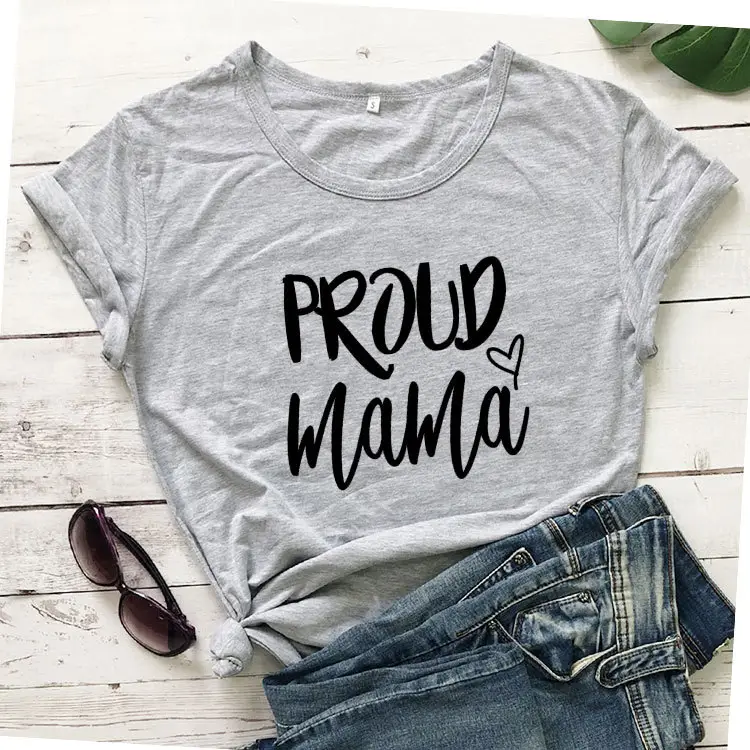 Proud Mama Printed T-Shirt White Short Sleeve