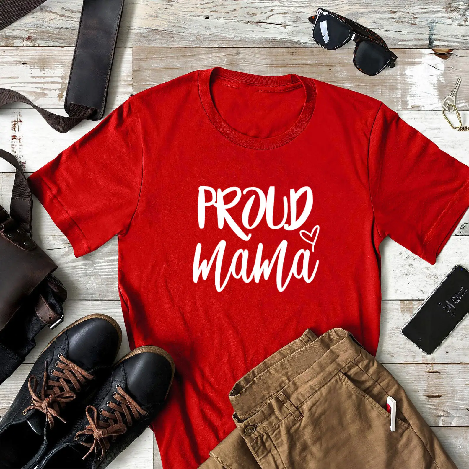 Proud Mama Printed T-Shirt White Short Sleeve