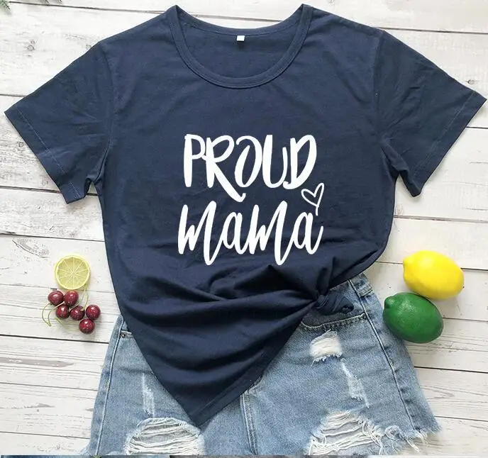 Proud Mama Printed T-Shirt White Short Sleeve