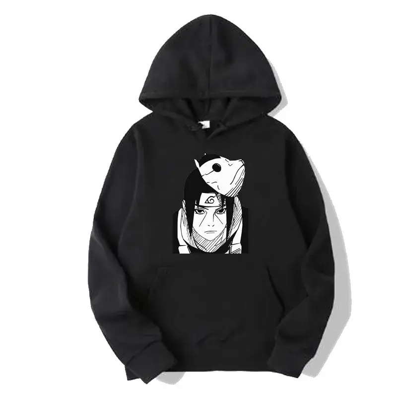 Naruto Eyes Print Black Hooded Sweatshirt for Men Women - Image 12