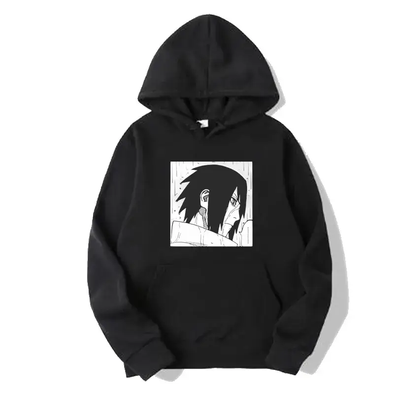 Naruto Eyes Print Black Hooded Sweatshirt for Men Women - Image 6