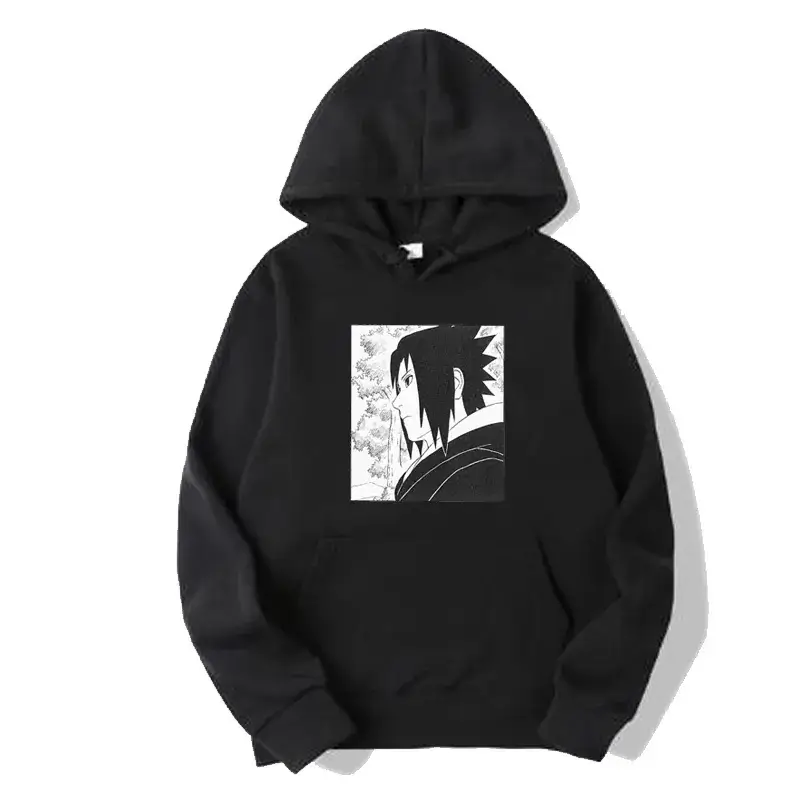 Naruto Eyes Print Black Hooded Sweatshirt for Men Women - Image 11
