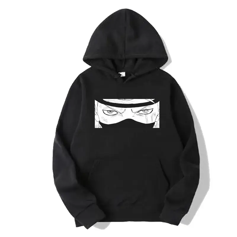 Naruto Eyes Print Black Hooded Sweatshirt for Men Women - Image 15