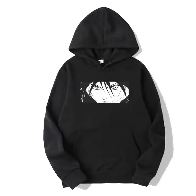 Naruto Eyes Print Black Hooded Sweatshirt for Men Women - Image 3