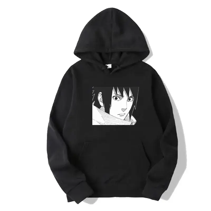 Naruto Eyes Print Black Hooded Sweatshirt for Men Women - Image 5